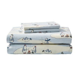 Thumbnail 4: Eddie Bauer Eddie Bauer Skating Penguins Cotton Flannel Sheet Set 