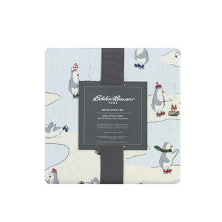 Thumbnail 8: Eddie Bauer Eddie Bauer Skating Penguins Cotton Flannel Sheet Set 