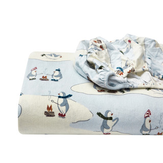 Thumbnail 6: Eddie Bauer Eddie Bauer Skating Penguins Cotton Flannel Sheet Set 