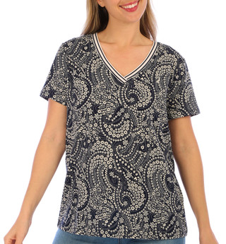 Thumbnail 1: Nautica Nautica Womens Short Sleeve Porto Paisley Top 