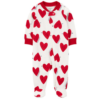 Thumbnail 2: Carters Carters Baby Girls Valentines Day 2-Way Zip Cotton Pajamas 