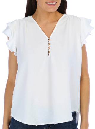 Thumbnail 6: Blue Sol Blue Sol Womens Crinkle Flutter Sleeve Top 