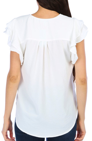 Thumbnail 4: Blue Sol Blue Sol Womens Crinkle Flutter Sleeve Top 