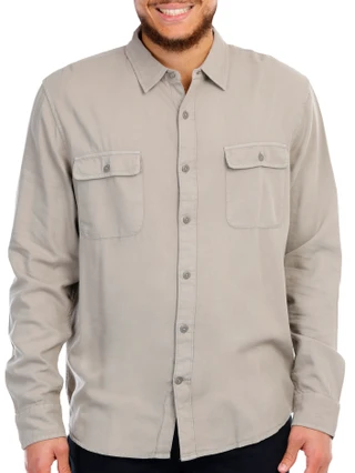 Thumbnail 2: Lucky Brand Lucky Brand Men's Solid Buttoned Long Sleeve Top 