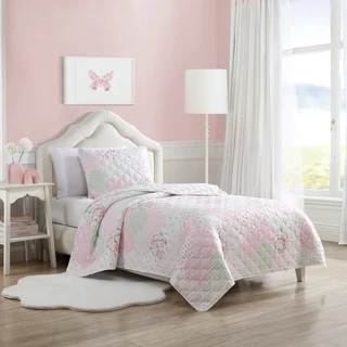Thumbnail 6: Laura Ashley Laura Ashley Kids Ellyn Microfiber Reversible Quilt Set 