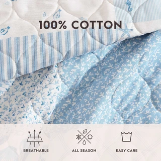 Thumbnail 24: Laura Ashley Laura Ashley Collens Coastal Patchwork Reversible Quilt Set 