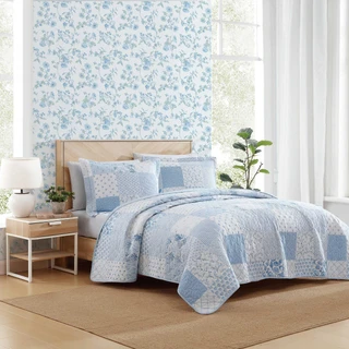 Thumbnail 6: Laura Ashley Laura Ashley Collens Coastal Patchwork Reversible Quilt Set 