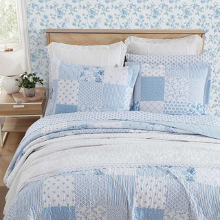 Thumbnail 15: Laura Ashley Laura Ashley Collens Coastal Patchwork Reversible Quilt Set 