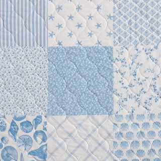 Thumbnail 12: Laura Ashley Laura Ashley Collens Coastal Patchwork Reversible Quilt Set 