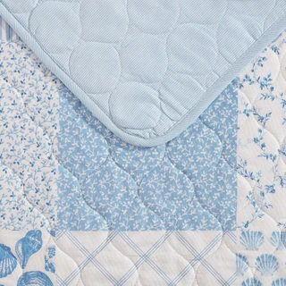 Thumbnail 21: Laura Ashley Laura Ashley Collens Coastal Patchwork Reversible Quilt Set 