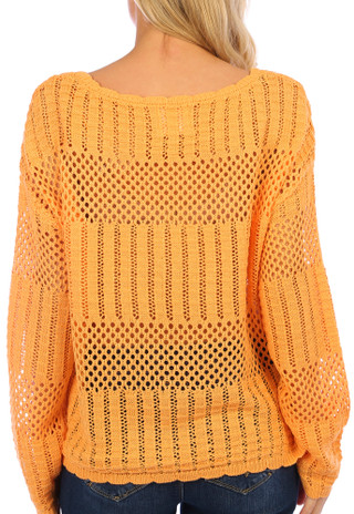 Thumbnail 3: No Comment No Comment Juniors Long Sleeve Open Knit Top 
