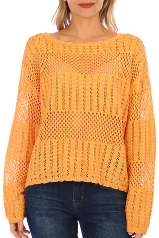 Thumbnail 1: No Comment No Comment Juniors Long Sleeve Open Knit Top 