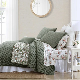 Thumbnail 12: Laura Ashley Laura Ashley Solid Diamond Stitch Reversible Quilt Set 