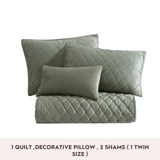 Thumbnail 24: Laura Ashley Laura Ashley Solid Diamond Stitch Reversible Quilt Set 