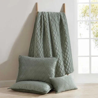 Thumbnail 16: Laura Ashley Laura Ashley Solid Diamond Stitch Reversible Quilt Set 