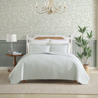 Thumbnail 1: Laura Ashley Laura Ashley Oxford Stripe Reversible Quilt Set 