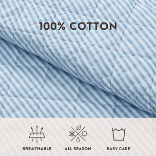 Thumbnail 8: Laura Ashley Laura Ashley Oxford Stripe Reversible Quilt Set 