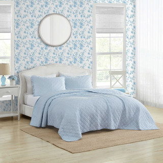 Thumbnail 2: Laura Ashley Laura Ashley Oxford Stripe Reversible Quilt Set 