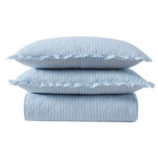 Thumbnail 6: Laura Ashley Laura Ashley Oxford Stripe Reversible Quilt Set 