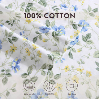 Thumbnail 10: Laura Ashley Laura Ashley 2 Pc. Meadow Floral Sateen Pillowcase Set 