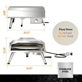 Thumbnail 14: BIG HORN Big Horn 16 in. Propane Pizza Oven With Rotating Stone 