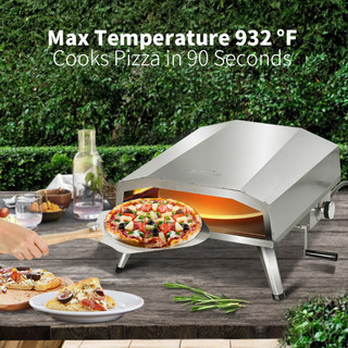 Thumbnail 10: BIG HORN Big Horn 16 in. Propane Pizza Oven With Rotating Stone 