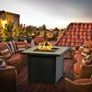 Thumbnail 18: HEAT MAXX Heat Maxx 30 in. Square Propane Fire Pit & Wicker Sidewalls 