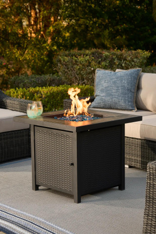 Thumbnail 2: HEAT MAXX Heat Maxx 30 in. Square Propane Fire Pit & Wicker Sidewalls 