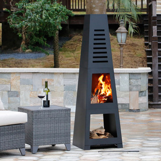 Thumbnail 1: HEAT MAXX Heat Maxx 59 in. Tall Steel Modern Chiminea 