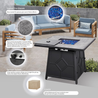 Thumbnail 24: HEAT MAXX Heat Maxx 32 in. Square Fire Pit With Stamped Steel Sides 
