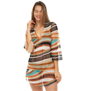 Thumbnail 1: Jordan Taylor Jordan Taylor Womens Abstract V-Neck Power Mesh Tunic 