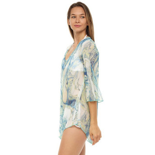 Thumbnail 6: Jordan Taylor Jordan Taylor Womens Abstract V-Neck Power Mesh Tunic 