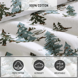 Thumbnail 25: Eddie Bauer Snowy Pines Flannel Sheet Set 