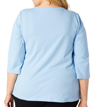 Thumbnail 2: Coral Bay Coral Bay Plus Solid 3/4 Sleeve Henley Top 