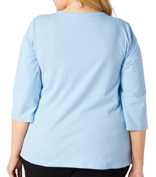 Thumbnail 4: Coral Bay Coral Bay Plus Solid 3/4 Sleeve Henley Top 