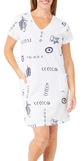 Thumbnail 1: In Gear In Gear Womens Short Sleeve Fish Print Swim Coverup 