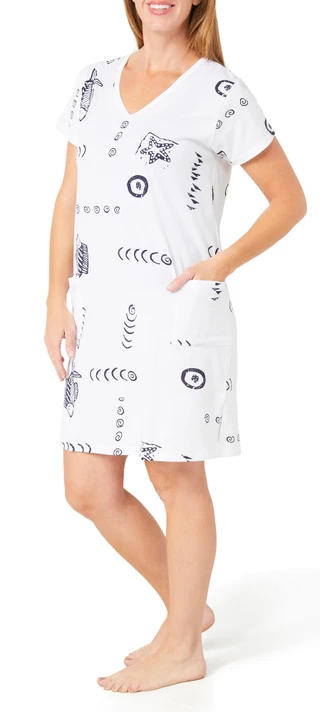 Thumbnail 3: In Gear In Gear Womens Short Sleeve Fish Print Swim Coverup 