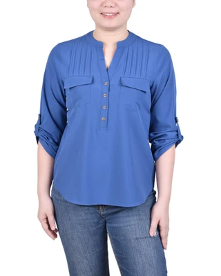 Thumbnail 1: Ny Collection NY Collection Petite Long Tab-Sleeve Blouse With Pockets 