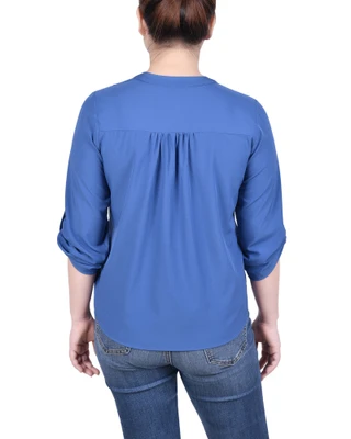 Thumbnail 4: Ny Collection NY Collection Petite Long Tab-Sleeve Blouse With Pockets 