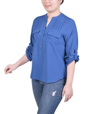 Thumbnail 6: Ny Collection NY Collection Petite Long Tab-Sleeve Blouse With Pockets 