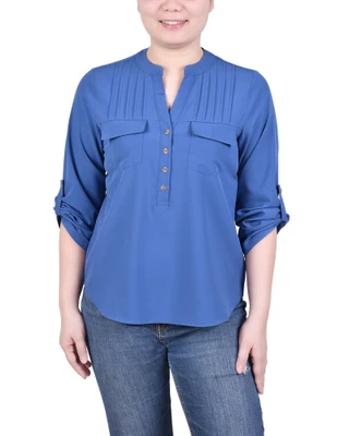 Thumbnail 2: Ny Collection NY Collection Petite Long Tab-Sleeve Blouse With Pockets 