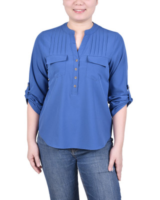 Thumbnail 1: Ny Collection NY Collection Petite Long Tab-Sleeve Blouse With Pockets 