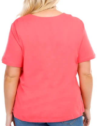 Thumbnail 4: Coral Bay Coral Bay Plus Criss Cross Ring Neck Short Sleeve Top 