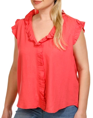 Thumbnail 6: ABS Ellen Tracy Womens Button Down Flutter Sleeve Top 