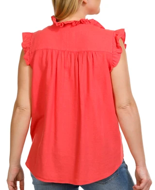 Thumbnail 4: ABS Ellen Tracy Womens Button Down Flutter Sleeve Top 