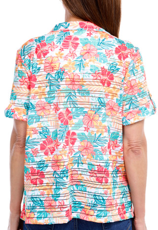 Thumbnail 6: Coral Bay Coral Bay Petite Floral Short Sleeve Polo 