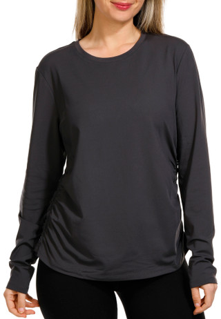 Thumbnail 3: APANA Apana Womens Ruched Side Long Sleeve Top 