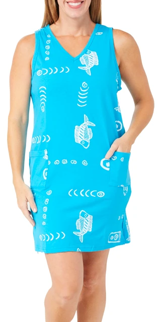 Thumbnail 1: In Gear In Gear Womens V-Neck Tank Fish Print Cover Up 