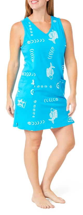 Thumbnail 3: In Gear In Gear Womens V-Neck Tank Fish Print Cover Up 