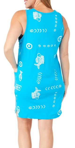 Thumbnail 2: In Gear In Gear Womens V-Neck Tank Fish Print Cover Up 